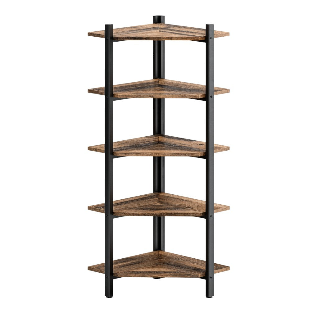 5-Tier Industrial Corner Bookshelf