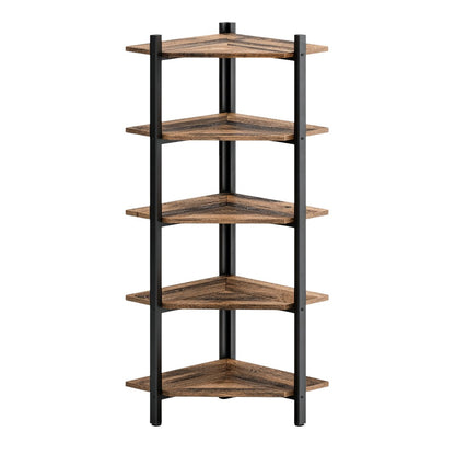 5-Tier Industrial Corner Bookshelf