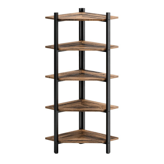 5-Tier Industrial Corner Bookshelf