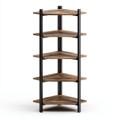 5-Tier Industrial Corner Bookshelf