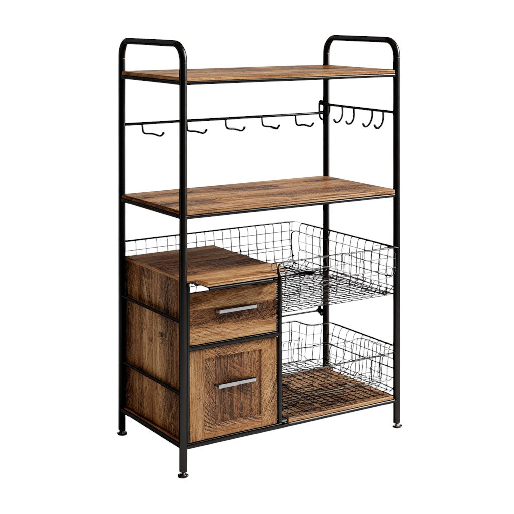 4-Tier Kitchen Baker's Rack with Storage Basket