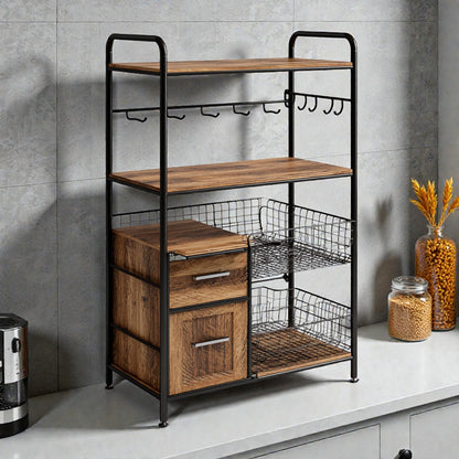 4-Tier Kitchen Baker's Rack with Storage Basket