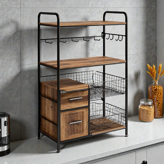 4-Tier Kitchen Baker's Rack with Storage Basket